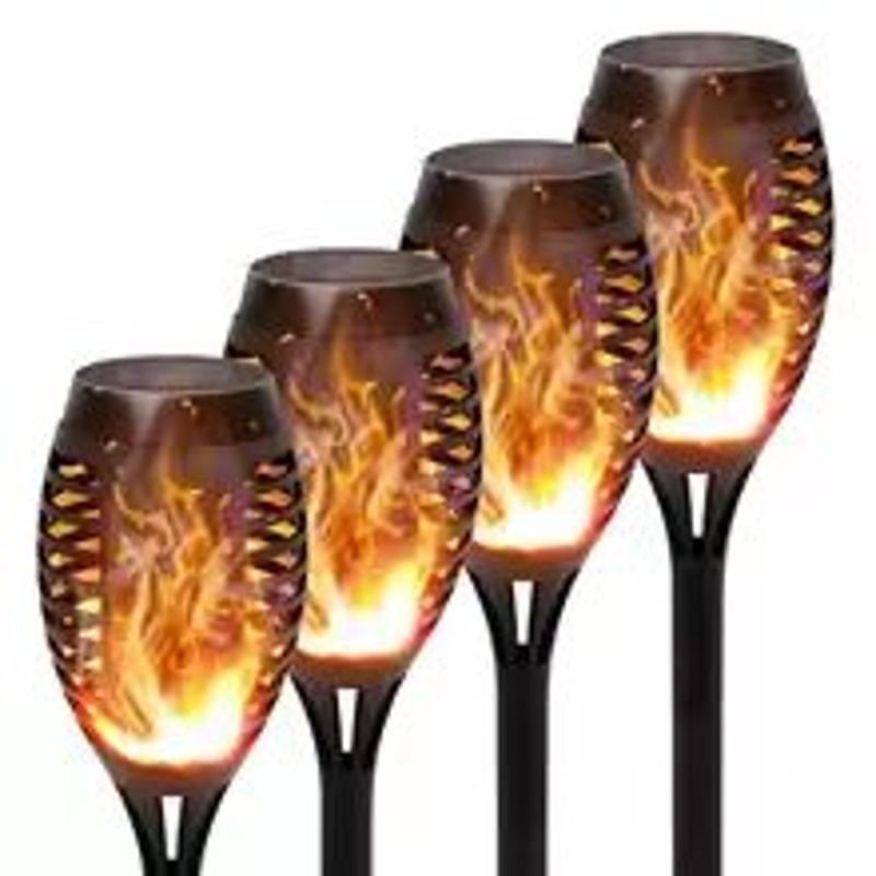 Solar Flame Torch Lights 4 To 12 Pack Waterproof Flickering Torch Stakes For Garden Path Yard And P 6
