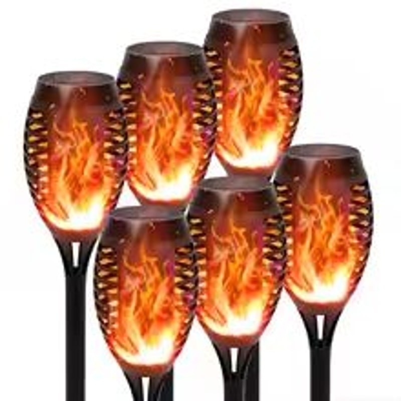 Solar Flame Torch Lights 4 To 12 Pack Waterproof Flickering Torch Stakes For Garden Path Yard And P 7