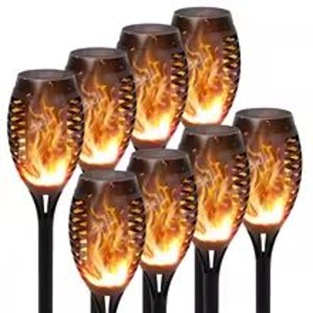 Solar Flame Torch Lights 4 To 12 Pack Waterproof Flickering Torch Stakes For Garden Path Yard And P 8