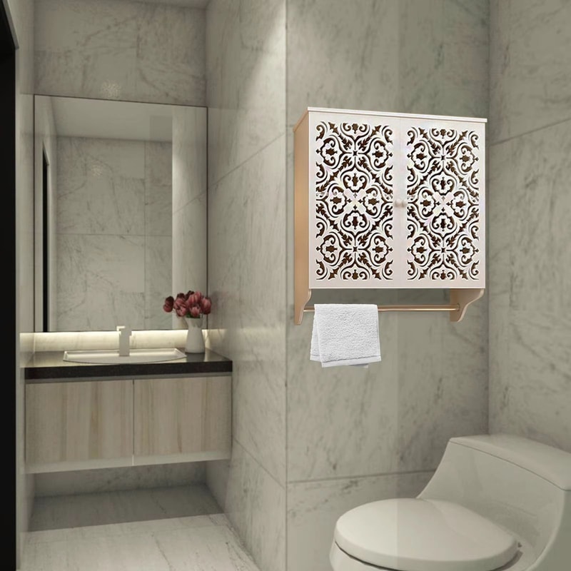 Bathroom Wall Cabinet With Towel Bar Over Toilet Space Saver Wall Mounted Storage Cabinet With Shel 3