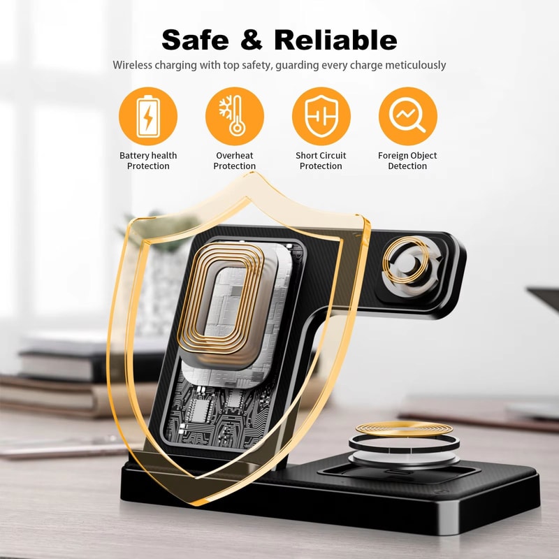 Foldable Magnetic Wireless Charger With 18W QC30 Adapter Fast Charging For IPhone And Samsung Plus 2