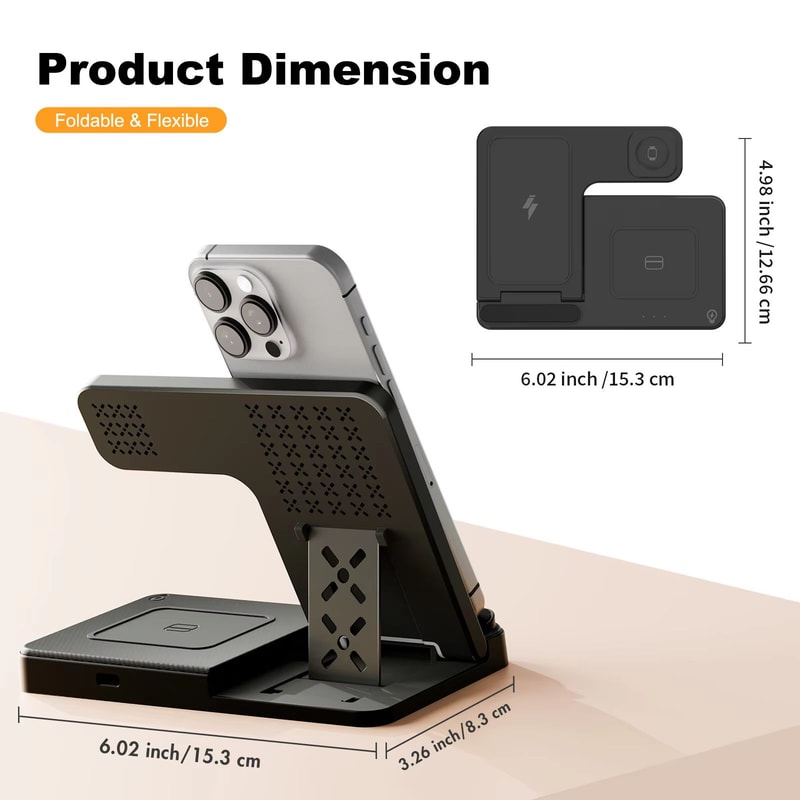 Foldable Magnetic Wireless Charger With 18W QC30 Adapter Fast Charging For IPhone And Samsung Plus 5