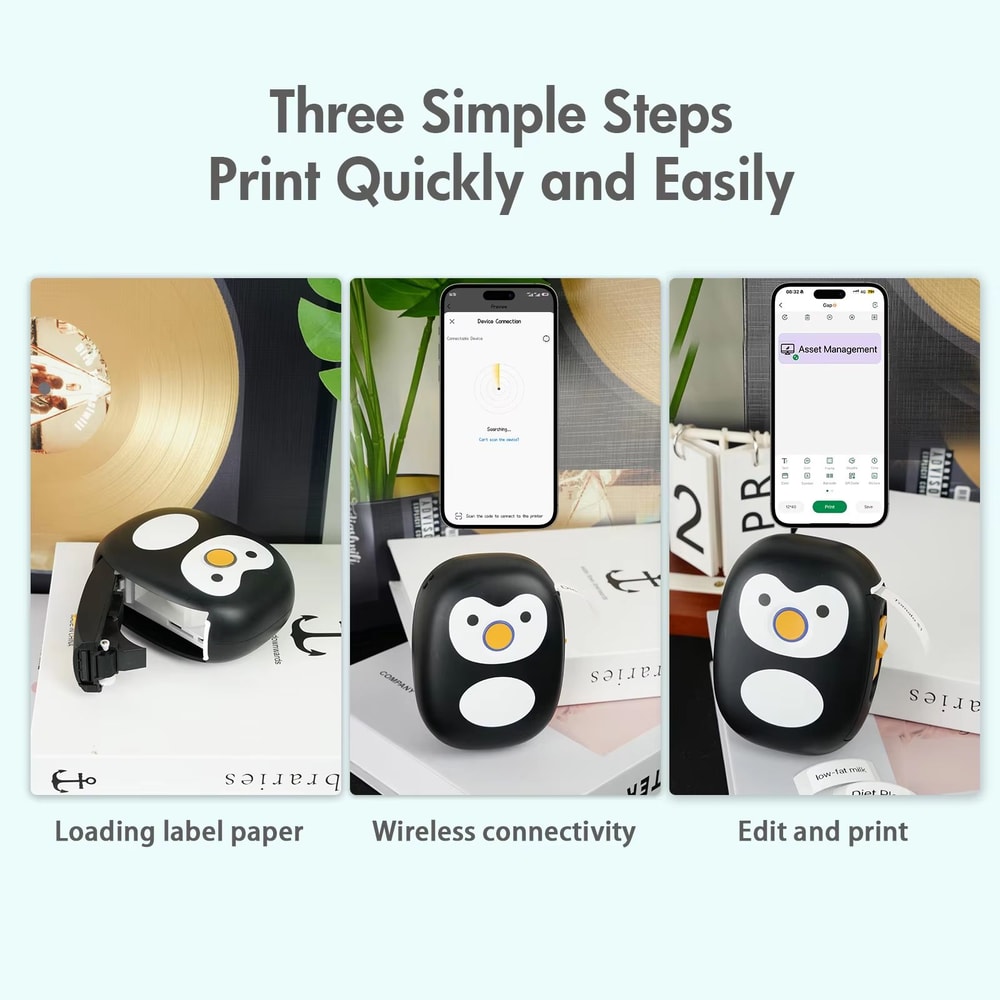 Mini Bluetooth Thermal Label Printer Inkless Portable Label Maker With 1 Roll Stickable Label Paper 2