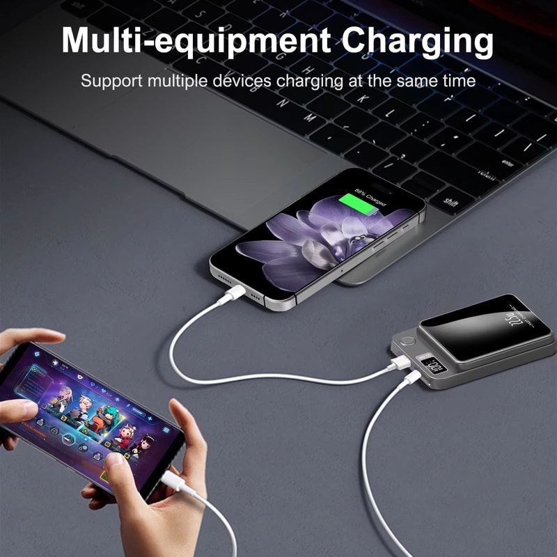 5000mAh Magnetic Power Bank 225W Fast Charging Portable Wireless Charger With Type C Cable For IPho 1