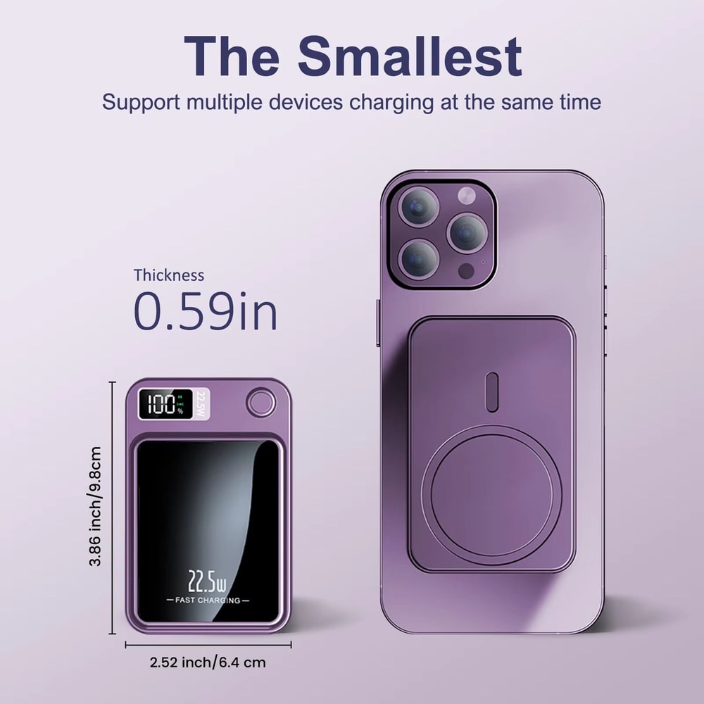 5000mAh Magnetic Power Bank 225W Fast Charging Portable Wireless Charger With Type C Cable For IPho 4