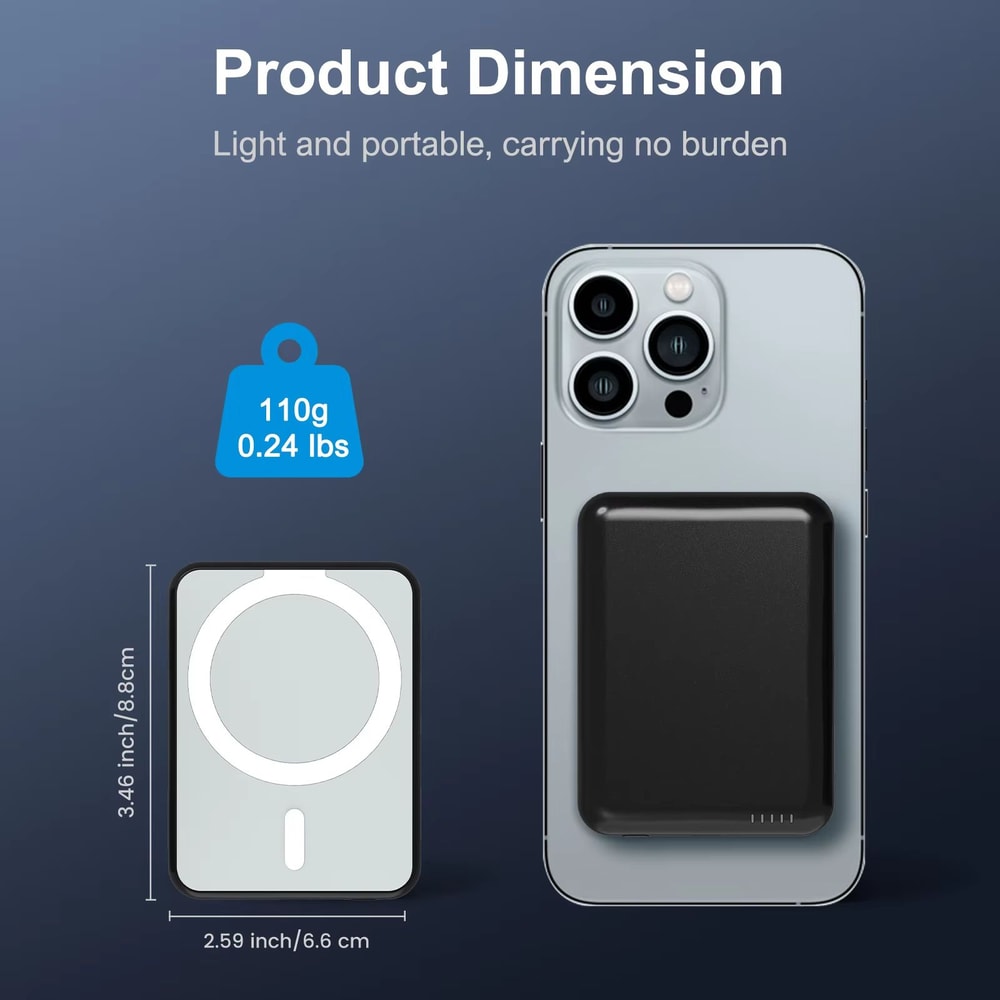 5000mAh Magnetic Power Bank 20W Fast Charging Portable Wireless Charger With USB C Cable For IPhone 1