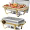 SemiGold Plated Stainless Steel Chafing Dish Buffet Set 8QT9QT Rectangular Catering Warmer24 Pack 6