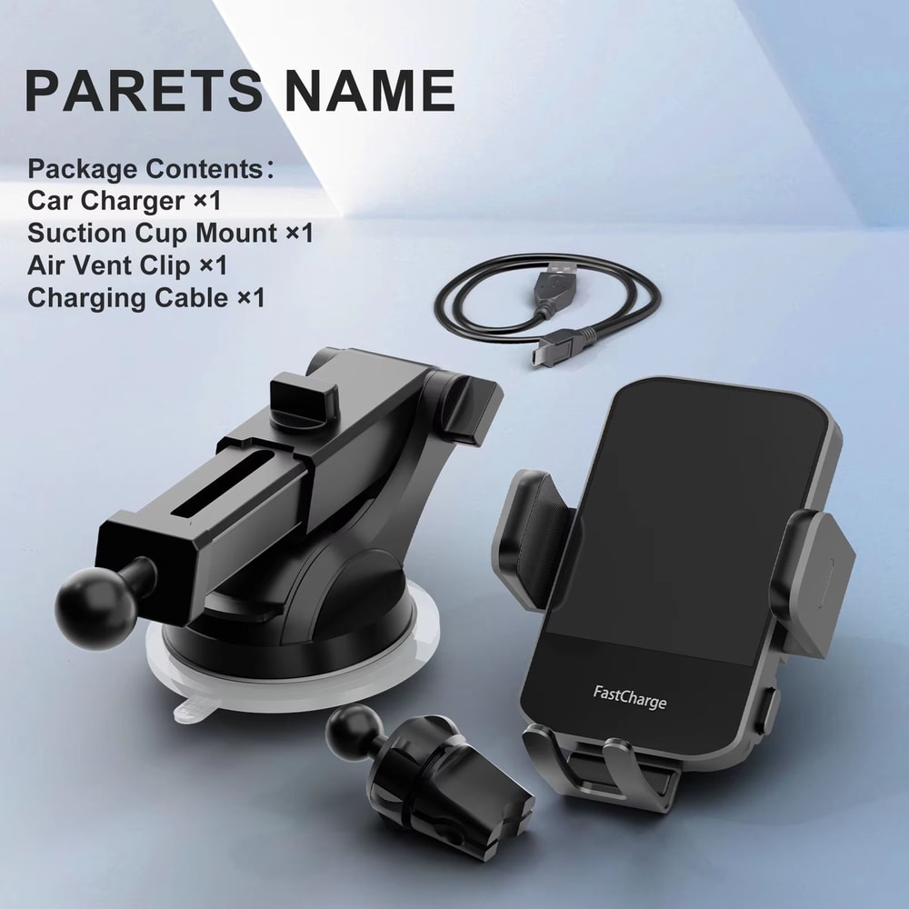 15W Wireless Car Charger Phone Holder Auto Clamping Fast Charge Car Mount For IPhone And Samsung 2