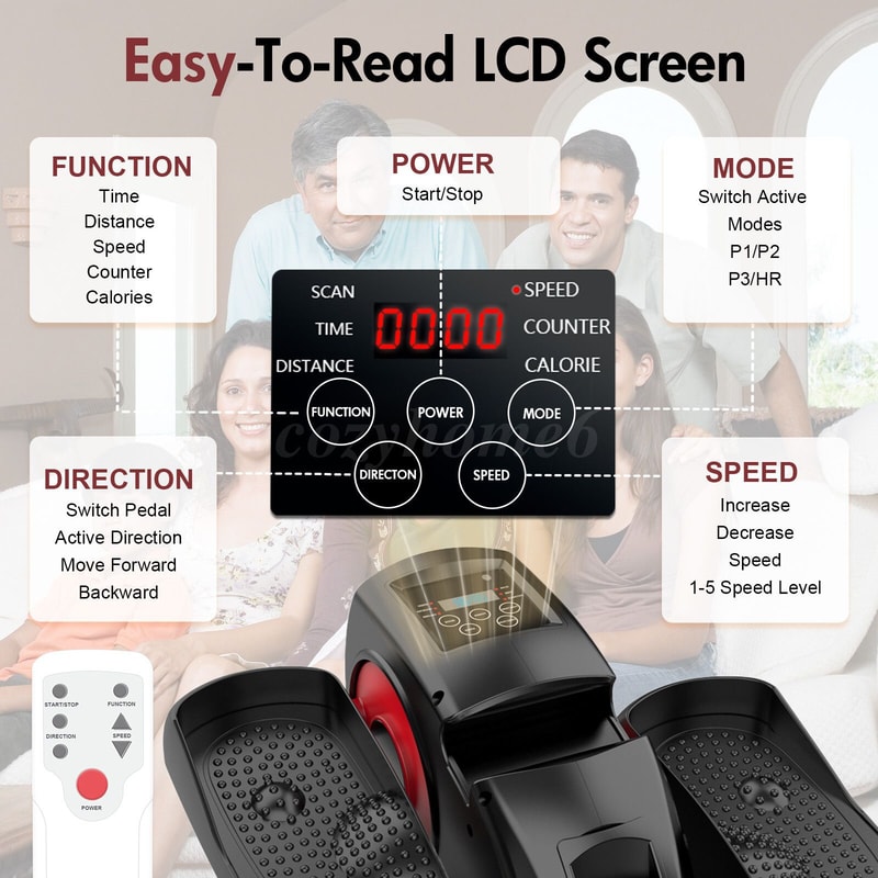 Under Desk Elliptical Machine Portable Silent Pedal Exerciser For Home Fitness 3