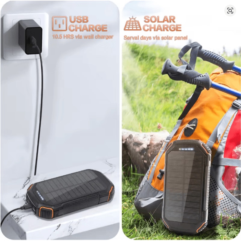 36000mAh Solar Power Bank With Wireless Charging PD 18W Fast Charge Portable Charger With Builtin C 1