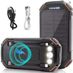 36000mah solar power bank with wireless charging pd 18w fast charge portable charger with built-in cables