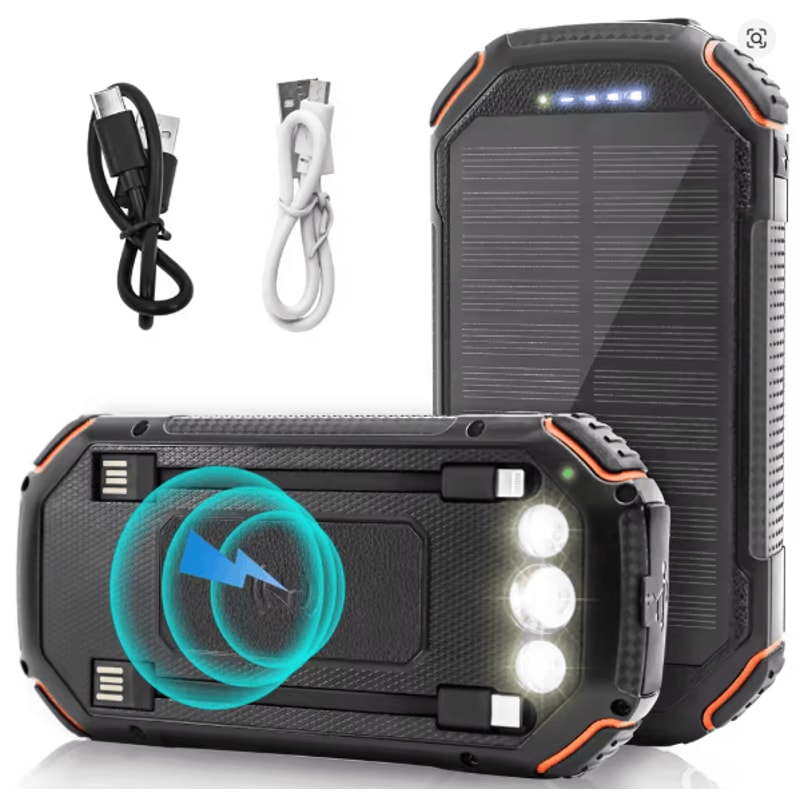 36000mAh Solar Power Bank With Wireless Charging PD 18W Fast Charge Portable Charger With Builtin C 0