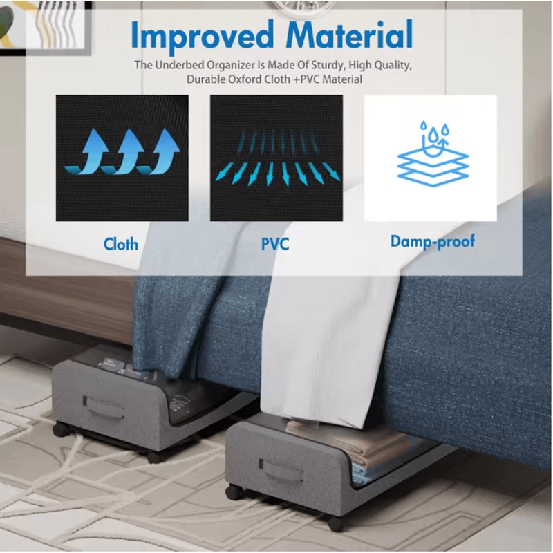 2 Pack Under Bed Storage Box With Wheels Large Capacity Rolling Storage Bin With Clear Window And H 4