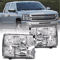 OEM Style Chrome Housing Headlights Clear Lens Replacement Pair For 20072013 Chevy Silverado Bulbs 0