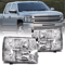 OEM Style Chrome Housing Headlights Clear Lens Replacement Pair For 20072013 Chevy Silverado Bulbs 0