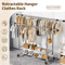Adjustable Double Rod Rolling Garment Rack With Double Shoe Shelves 47247874in Wide 0