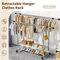 Adjustable Double Rod Rolling Garment Rack With Double Shoe Shelves 47247874in Wide 0