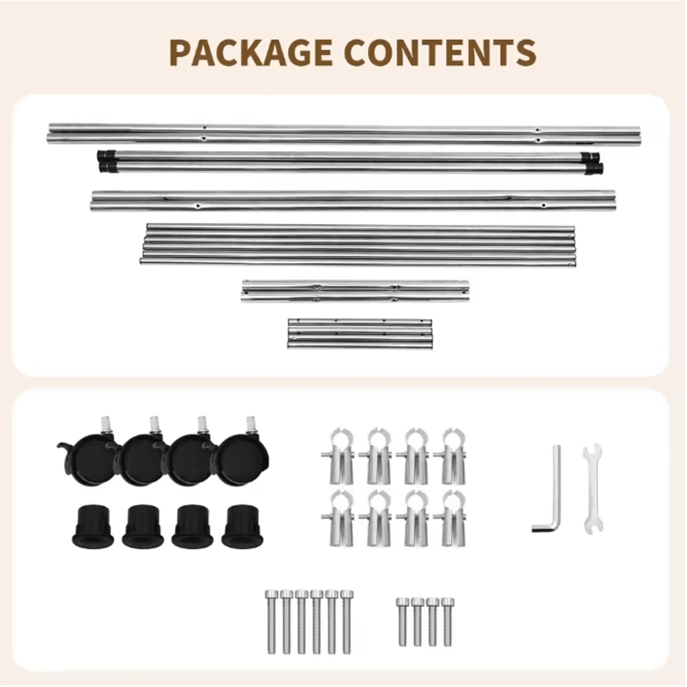 Adjustable Double Rod Rolling Garment Rack With Double Shoe Shelves 47247874in Wide 4