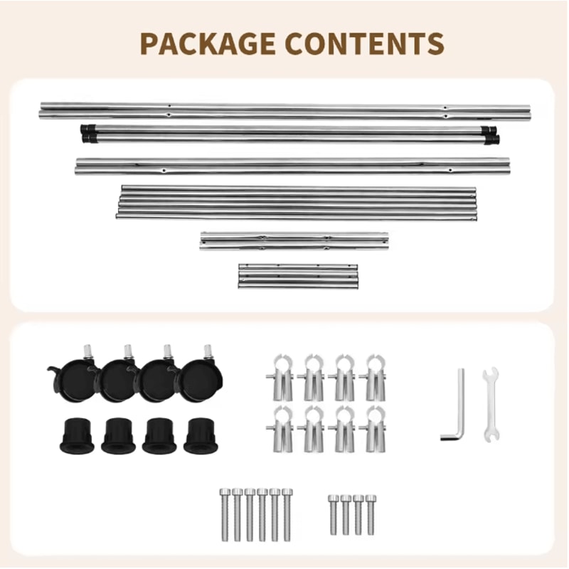Adjustable Double Rod Rolling Garment Rack With Double Shoe Shelves 47247874in Wide 4