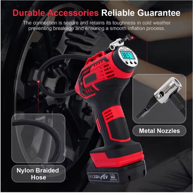 20V Portable Air Compressor Digital Tire Inflator With 12V Car Adapter For Car Motorcycle Bicycle A 2