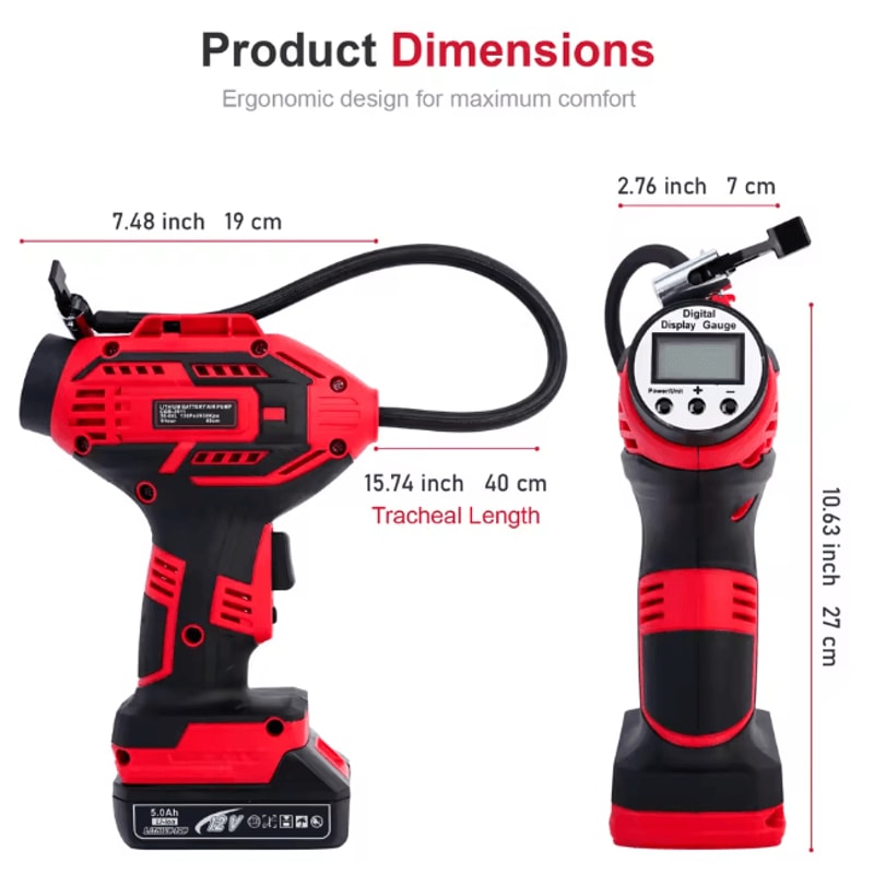 20V Portable Air Compressor Digital Tire Inflator With 12V Car Adapter For Car Motorcycle Bicycle A 4