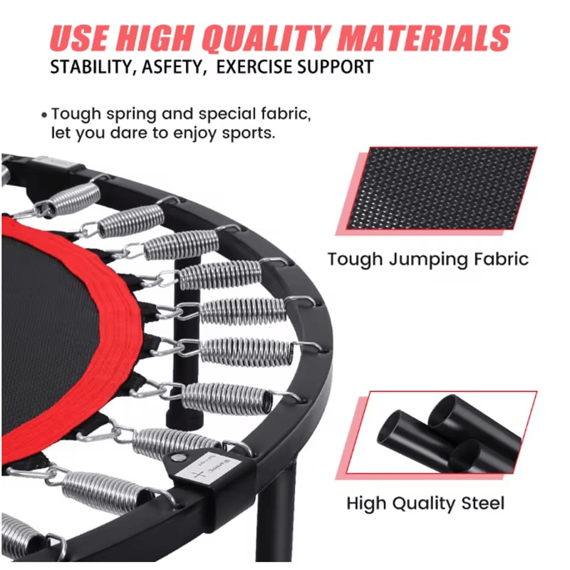 48Inch Foldable Fitness Trampoline Rebounder With Adjustable Handrail For Indoor And Outdoor Workou 5