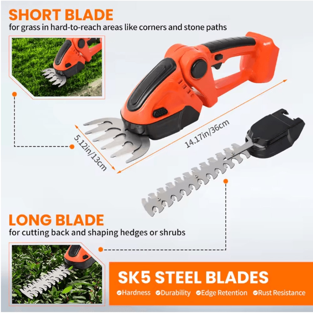 390W 24V Cordless Hedge Trimmer And Grass Cutter 2in1 With Dual Batteries And Charger 1