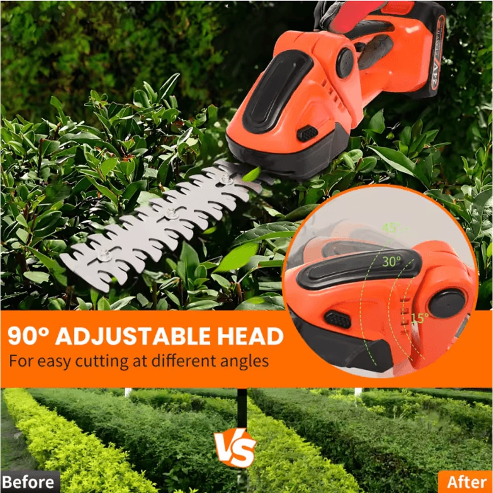 390W 24V Cordless Hedge Trimmer And Grass Cutter 2in1 With Dual Batteries And Charger 3