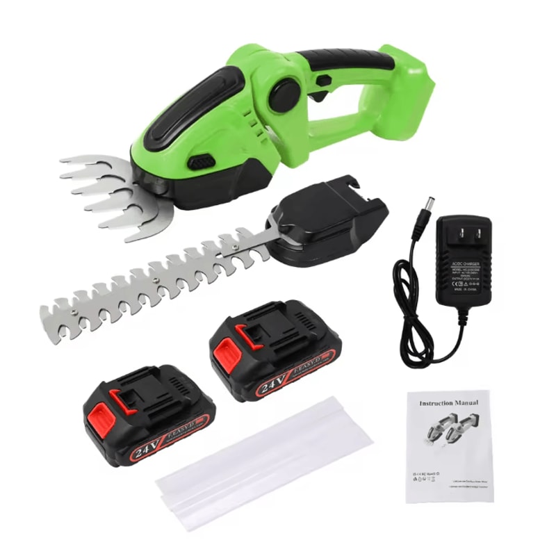 390W 24V Cordless Hedge Trimmer And Grass Cutter 2in1 With Dual Batteries And Charger 5