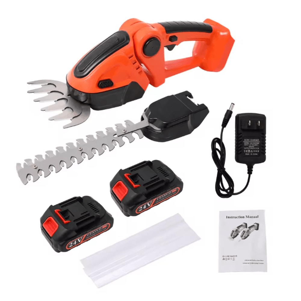 390W 24V Cordless Hedge Trimmer And Grass Cutter 2in1 With Dual Batteries And Charger 6