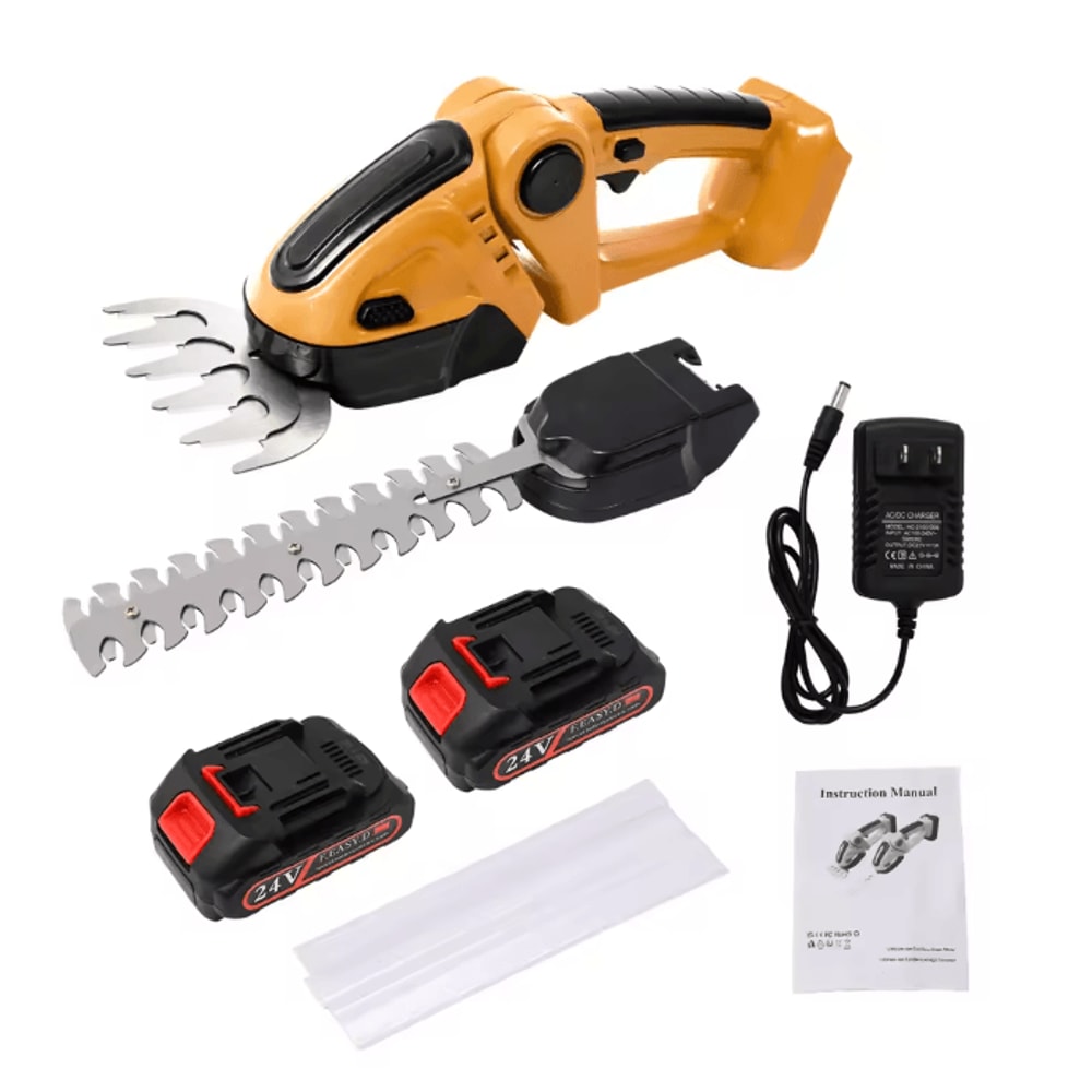 390W 24V Cordless Hedge Trimmer And Grass Cutter 2in1 With Dual Batteries And Charger 7