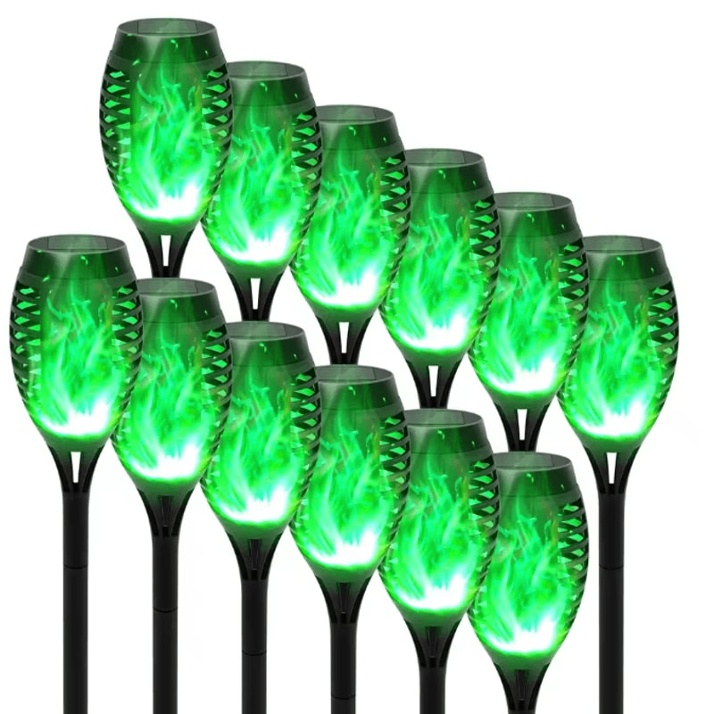 Solar Flickering Flame Outdoor Garden Light Landscape Stake Waterproof Solar Yard Decor 0