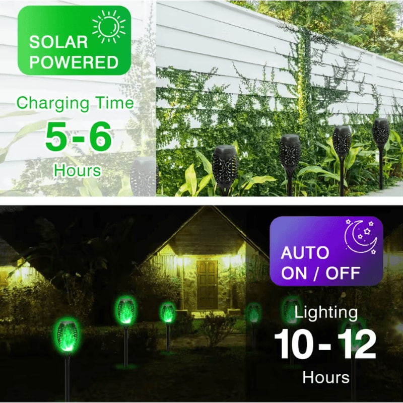 Solar Flickering Flame Outdoor Garden Light Landscape Stake Waterproof Solar Yard Decor 2