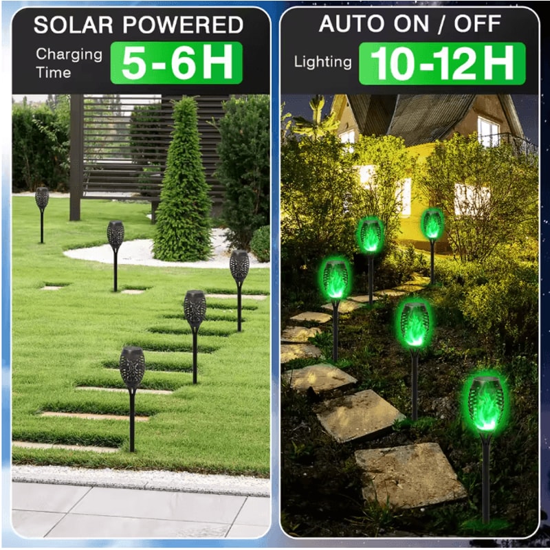 Solar Flickering Flame Outdoor Garden Light Landscape Stake Waterproof Solar Yard Decor 3