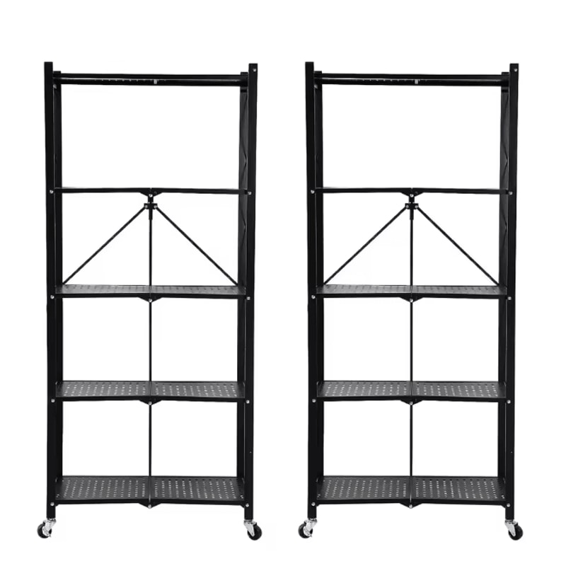 5Tier Heavy Duty Metal Shelving Unit With Wheels Adjustable Foldable Storage Rack For Home Kitchen 5