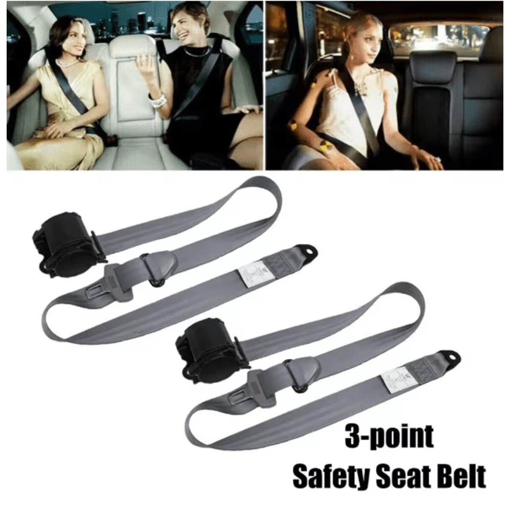 3Point Retractable Automatic Car Safety Belt Kit With Adjustable Shoulder Strap For Sedan Truck Bus 0