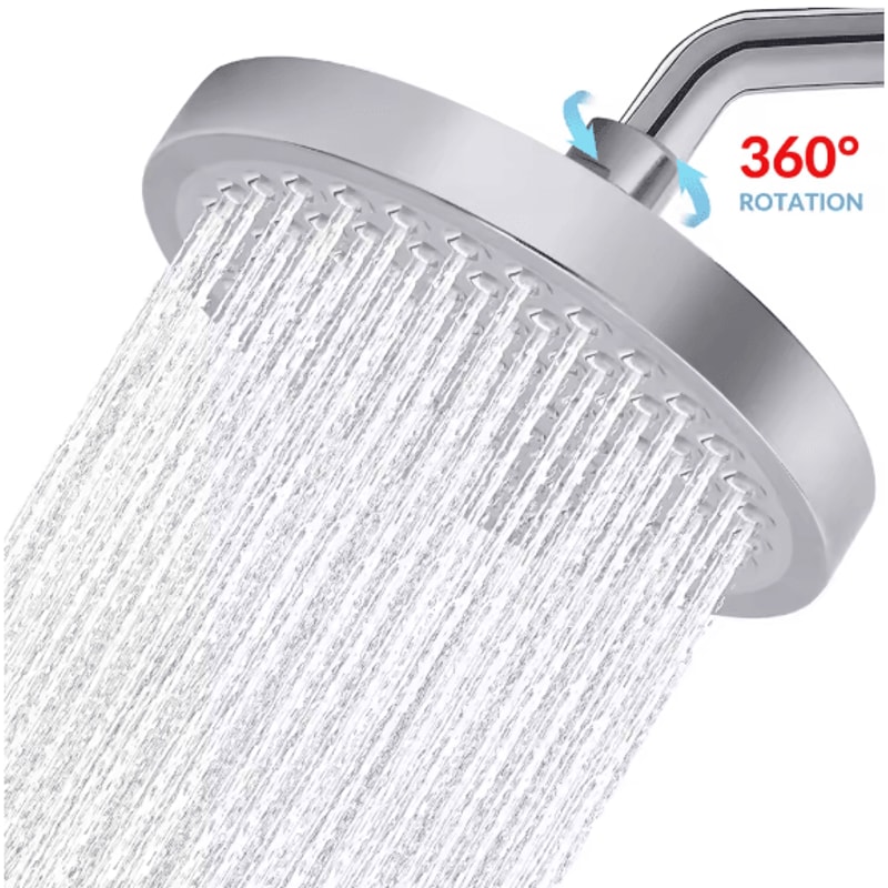 6Inch High Pressure Stainless Steel Wall Mounted Rainfall Shower Head Adjustable Replacement 1