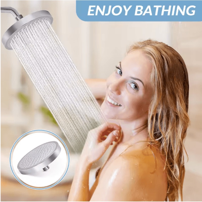 6Inch High Pressure Stainless Steel Wall Mounted Rainfall Shower Head Adjustable Replacement 2