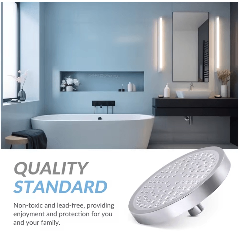 6Inch High Pressure Stainless Steel Wall Mounted Rainfall Shower Head Adjustable Replacement 5