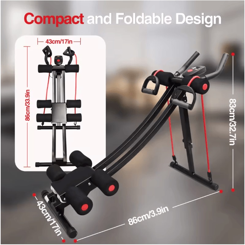 Foldable Ab Machine Core Trainer With LCD Display For Home Gym Fitness Workout 1