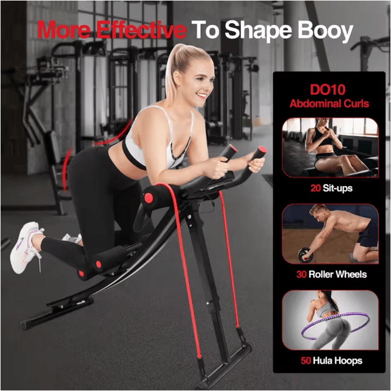 Foldable Ab Machine Core Trainer With LCD Display For Home Gym Fitness Workout 4