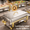 4Pack 8QT Rectangular SemiGoldPlated Stainless Steel Chafing Dish Buffet Set With Warmers 3