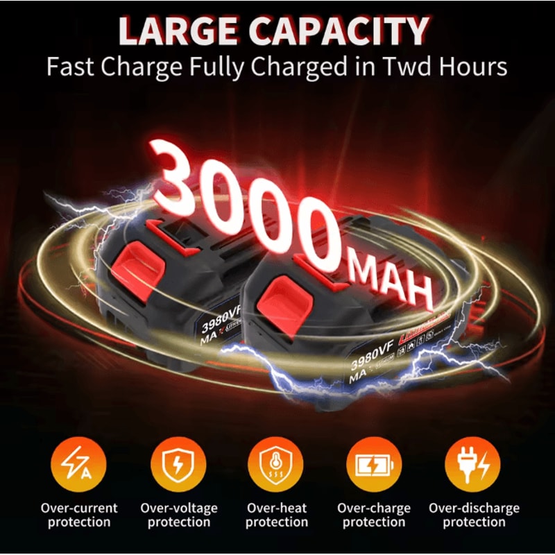 12Inch Cordless Handheld Electric Chainsaw With 21V Brushless Motor Dual 15Ah Batteries And Fast Ch 2