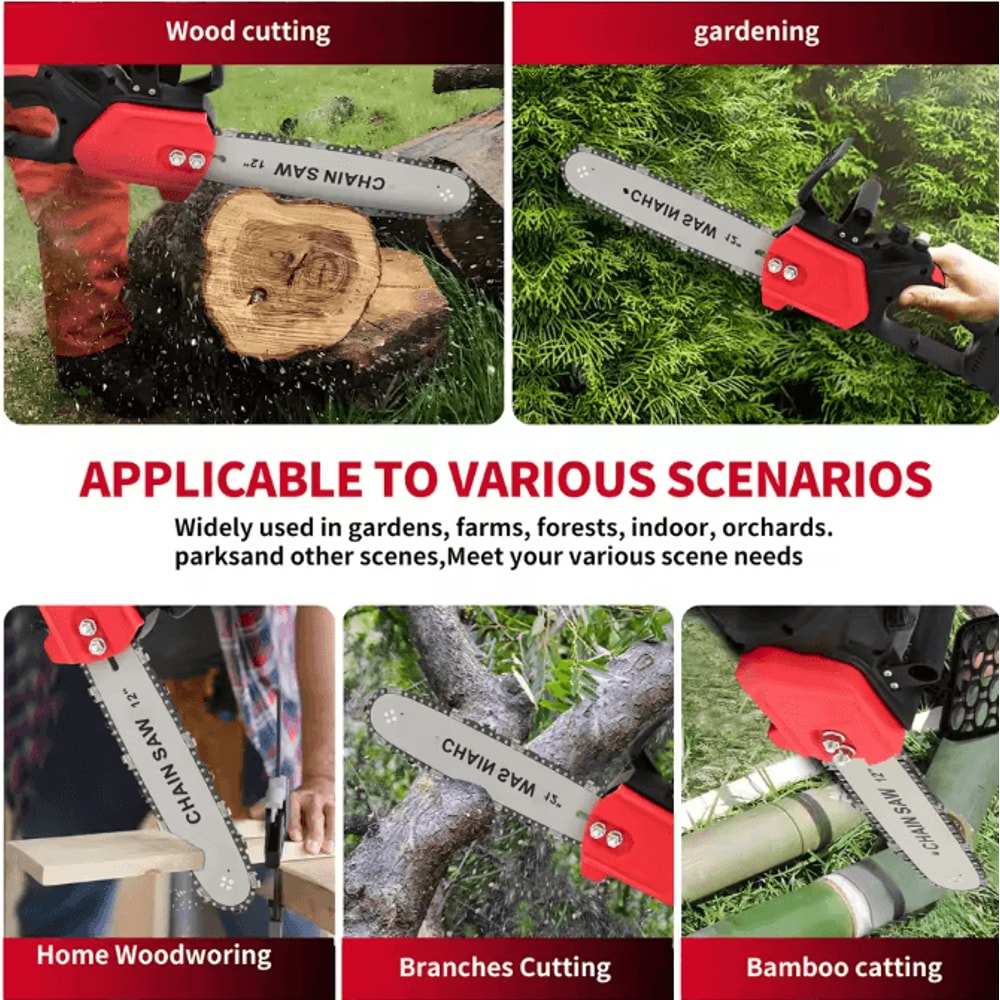 12Inch Cordless Handheld Electric Chainsaw With 21V Brushless Motor Dual 15Ah Batteries And Fast Ch 4