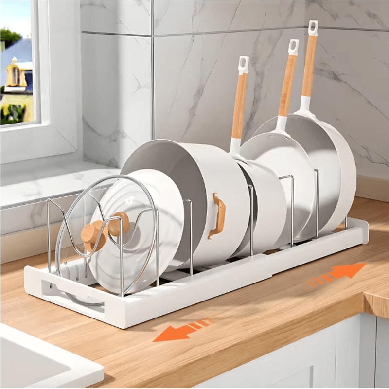 Expandable Utensil And Cookware Storage Rack With 12 Adjustable Shelves For Kitchen Cabinets 4