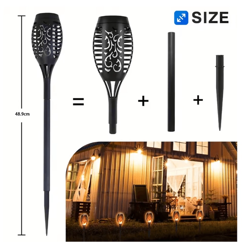 6Pack Solar Outdoor Flickering Flame LED Lights Waterproof Solar Torch Lights For Garden Yard Patio 1
