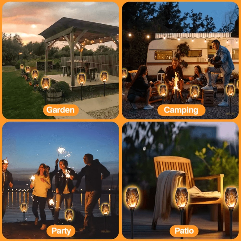 6Pack Solar Outdoor Flickering Flame LED Lights Waterproof Solar Torch Lights For Garden Yard Patio 5