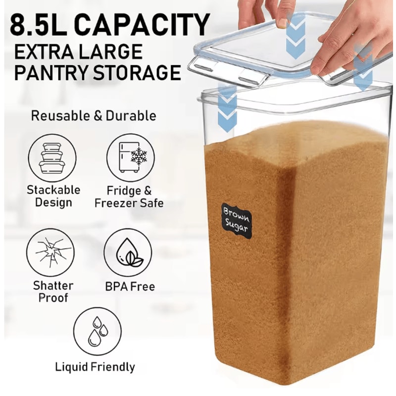 2Pack 85 L Airtight Food Storage Containers With Lids And Labels For Kitchen Pantry Organization 2