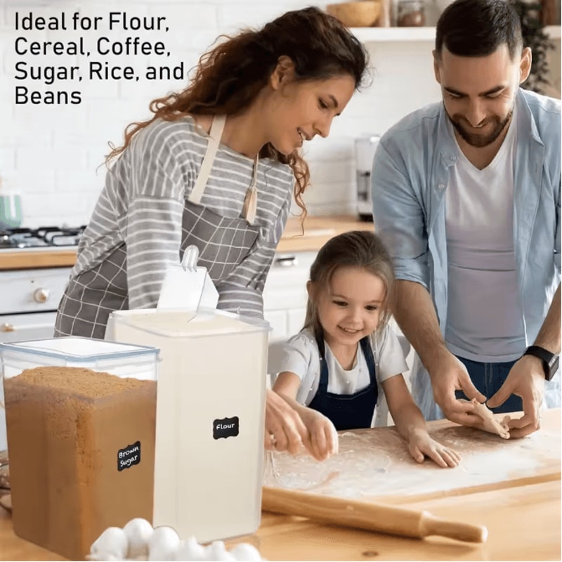 2Pack 85 L Airtight Food Storage Containers With Lids And Labels For Kitchen Pantry Organization 4
