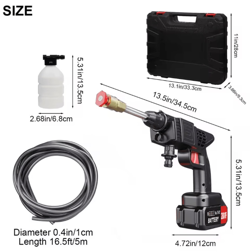 21V Cordless High Pressure Electric Power Washer With Dual 1200 MAh Batteries And Charger 5